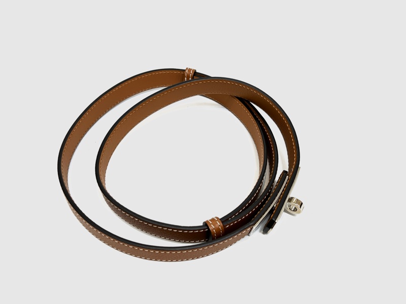 Hermes 37金棕epsom銀釦窄版Kelly腰帶-2