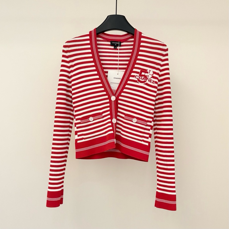 【全新】Chanel/香奈兒/條紋針織開衫/38碼/-0