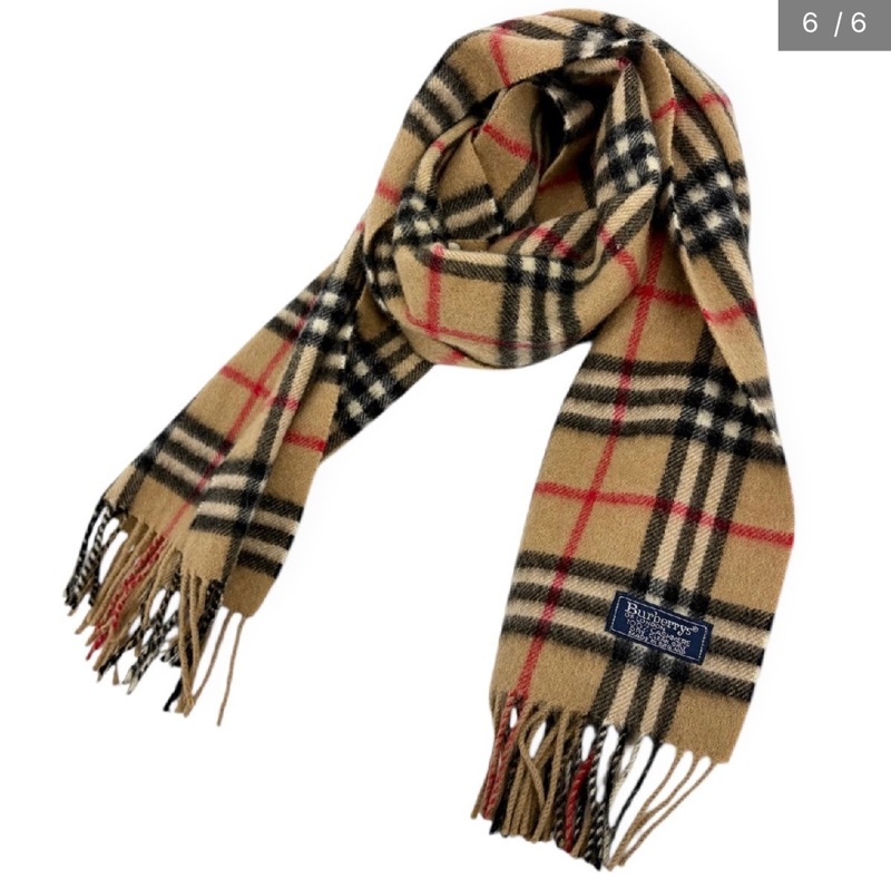 BURBERRY經典格紋羊絨圍巾 極美✨-5