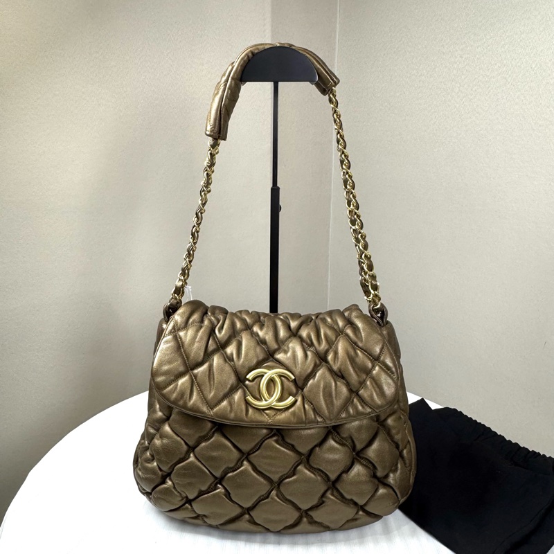 Chanel 雲朵泡芙單肩包古銅色稀有款式-0