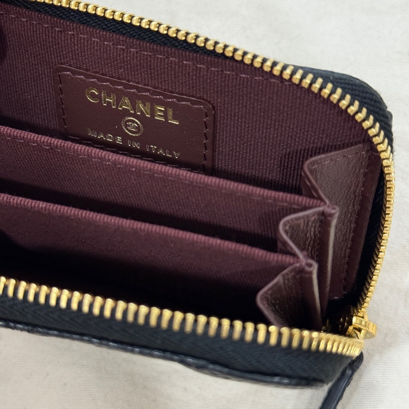 【CHANEL 香奈兒】荔枝紋經典拉鍊零錢包-8