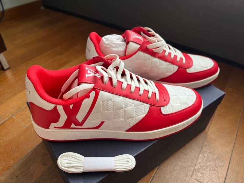 Louis Vuitton Red & White Rivoli Sneakers-2