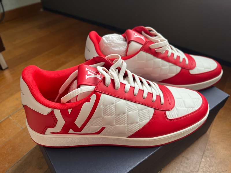 Louis Vuitton Red & White Rivoli Sneakers-3