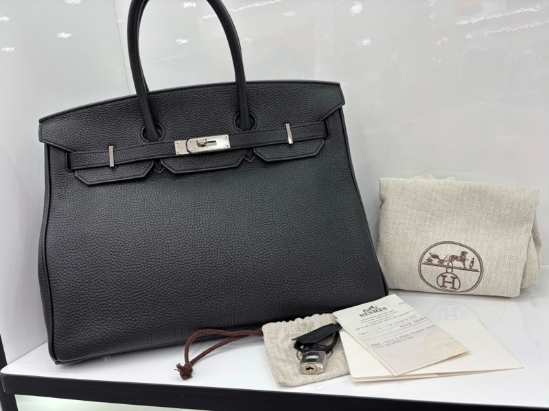 Hermes 愛馬仕 黑銀 Birkin35 框Q 有購證 原始成色 非常新-0