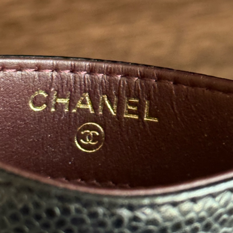Chanel二手荔枝皮黑金卡片夾-6