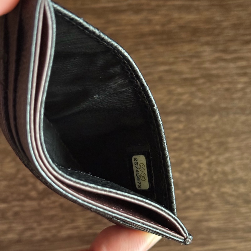 Chanel二手荔枝皮黑金卡片夾-8