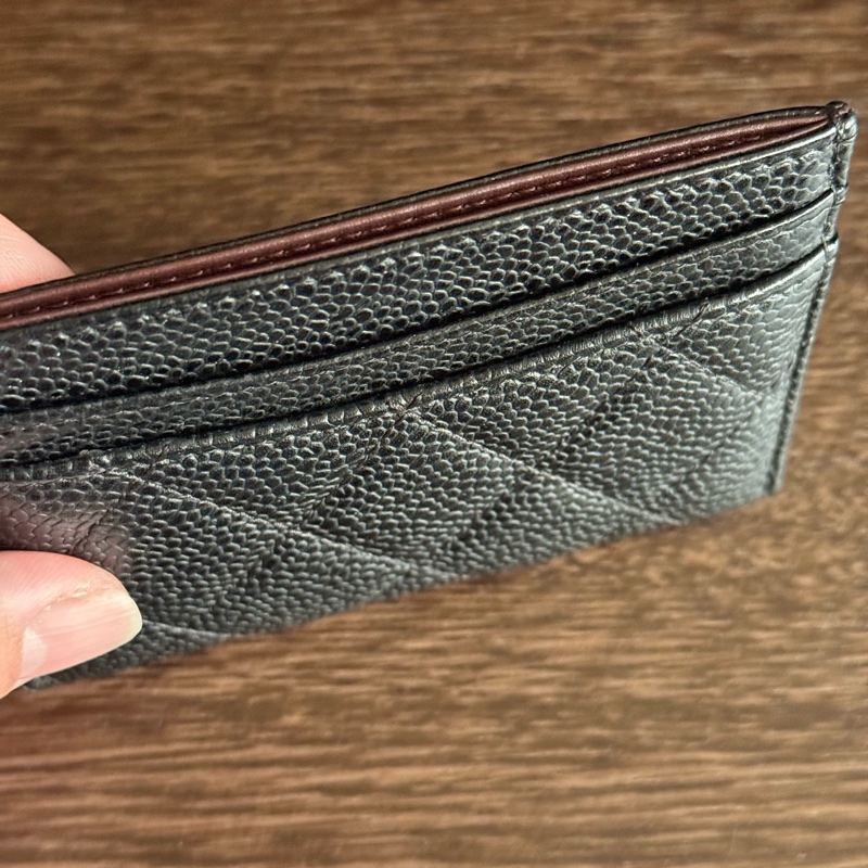 Chanel二手荔枝皮黑金卡片夾-16