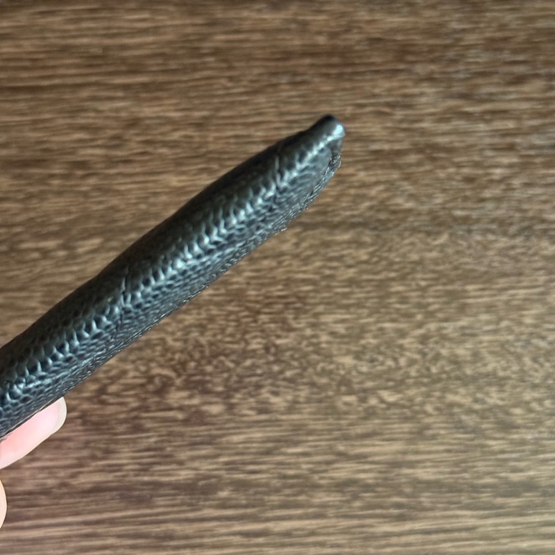 Chanel二手荔枝皮黑金卡片夾-18