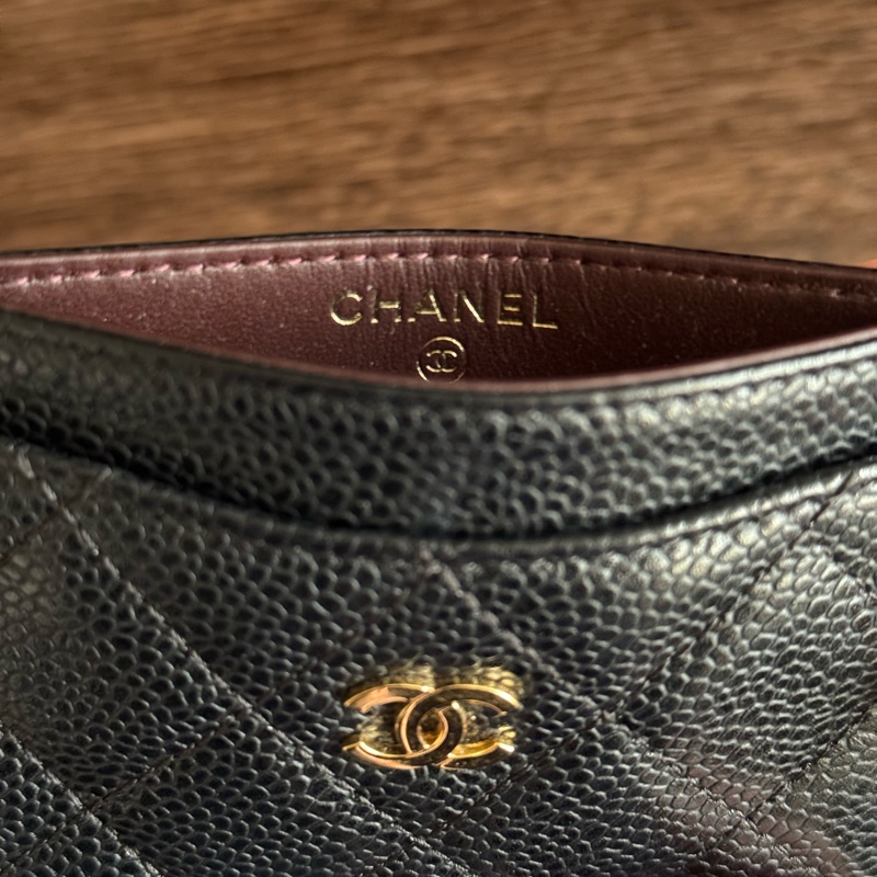 Chanel二手荔枝皮黑金卡片夾-24