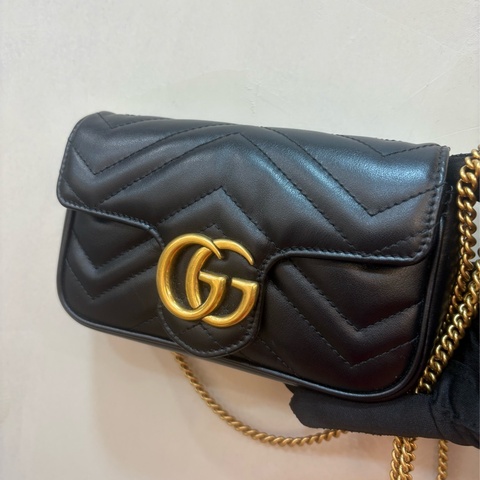 GUCCI GG MARMONT mini黑金愛心金鏈