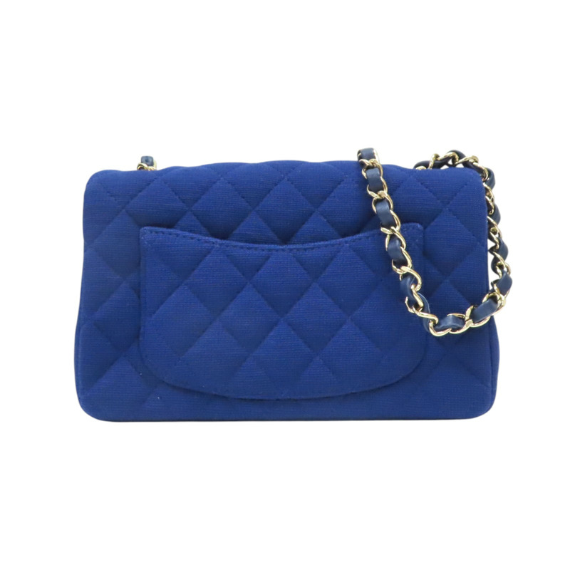 藍色棉質 COCO 20 肩背包 金扣 無卡【CHANEL 香奈兒】 A69900-1