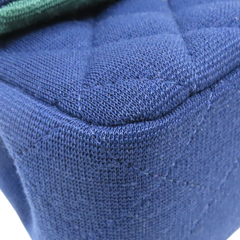 藍色棉質 COCO 20 肩背包 金扣 無卡【CHANEL 香奈兒】 A69900-10