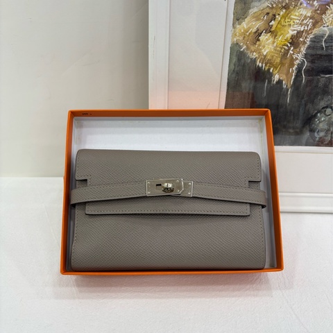 Hermes kelly wallet 錢包 大象灰銀扣 lepsom皮 A刻