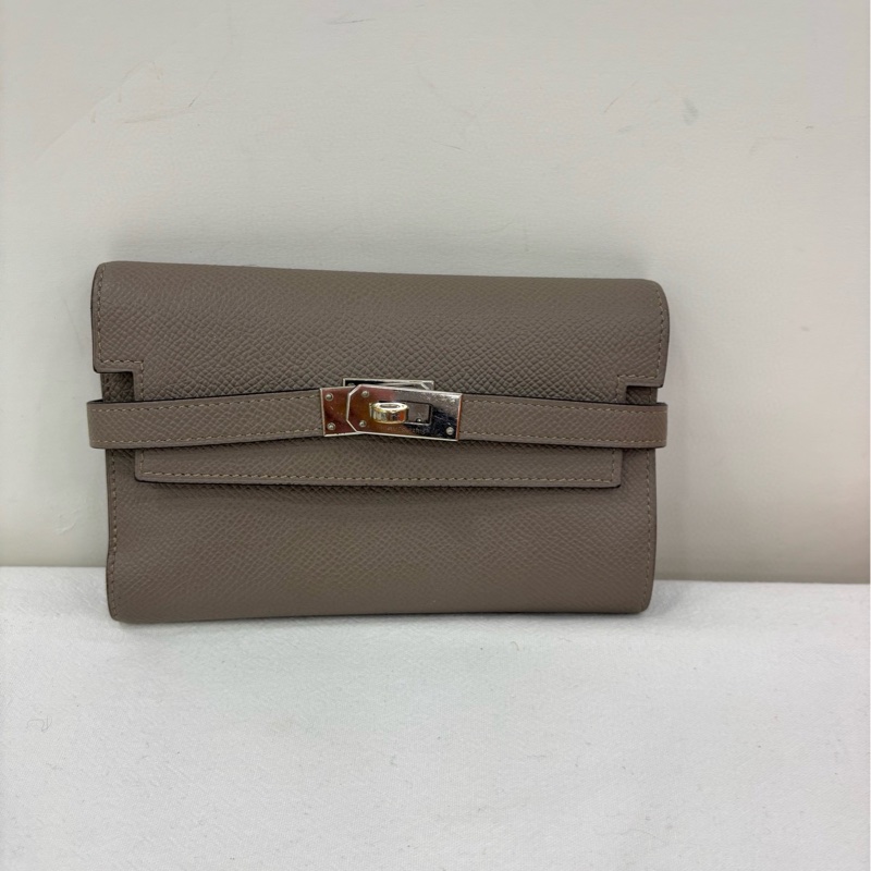 Hermes kelly wallet 錢包 大象灰銀扣 lepsom皮 A刻-5