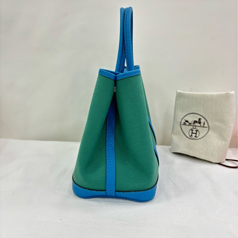 Hermes 愛馬仕garden party 帆布花園30 維羅納綠拼孔雀綠 A刻-2
