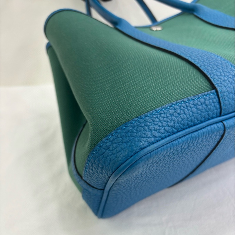 Hermes 愛馬仕garden party 帆布花園30 維羅納綠拼孔雀綠 A刻-7