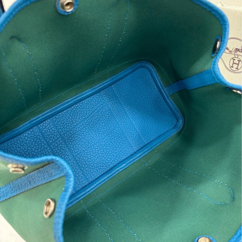 Hermes 愛馬仕garden party 帆布花園30 維羅納綠拼孔雀綠 A刻-8