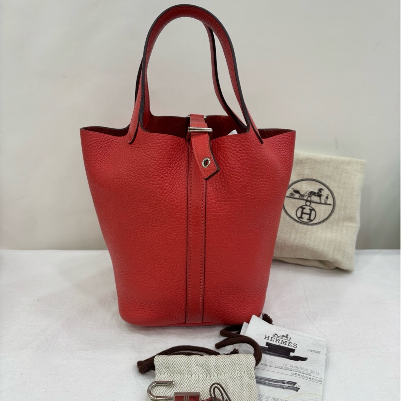 Hermes 愛馬仕 picotin18 t5 Rose Jaipur齋普爾粉 金扣 菜籃 C刻 塵袋 有購證-0