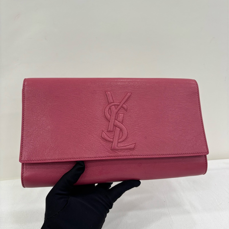 YSL聖羅蘭粉紅紅色手拿包-1