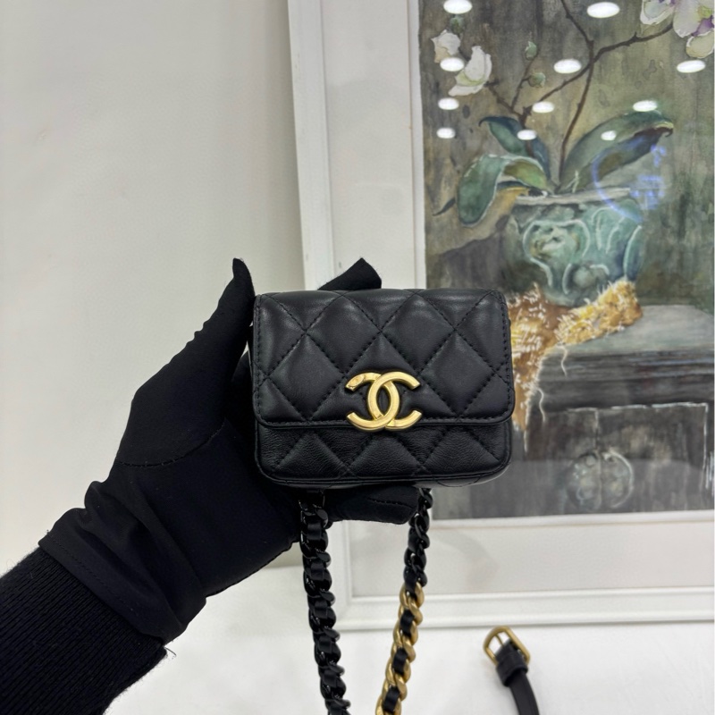 Chanel黑金22s粗鏈條超mini腰包胸包，31開，完美品相 沒卡-1