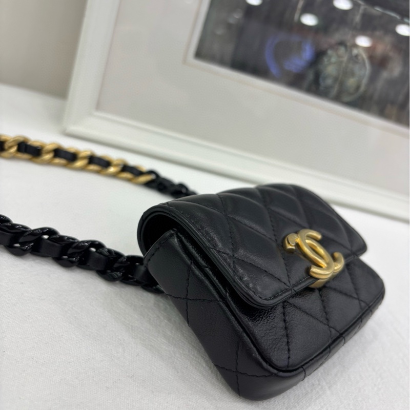 Chanel黑金22s粗鏈條超mini腰包胸包，31開，完美品相 沒卡-7