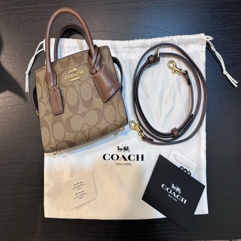Coach蔻馳 Andrea Mini 經典老花皮革手提/斜背包