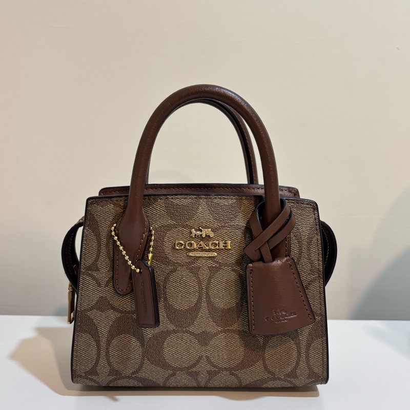 Coach蔻馳 Andrea Mini 經典老花皮革手提/斜背包-1