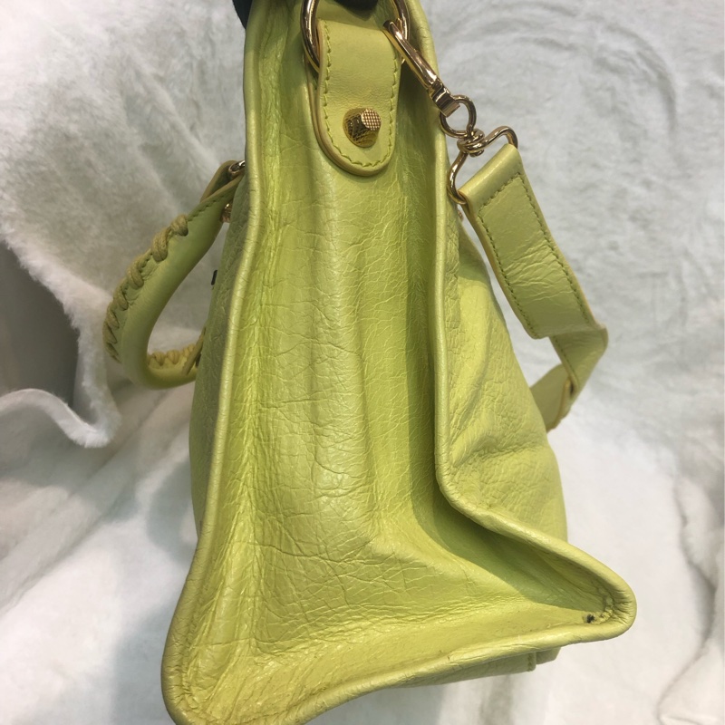 Balenciaga City黃色機車包 2way 細釘玫瑰金 XC117-3