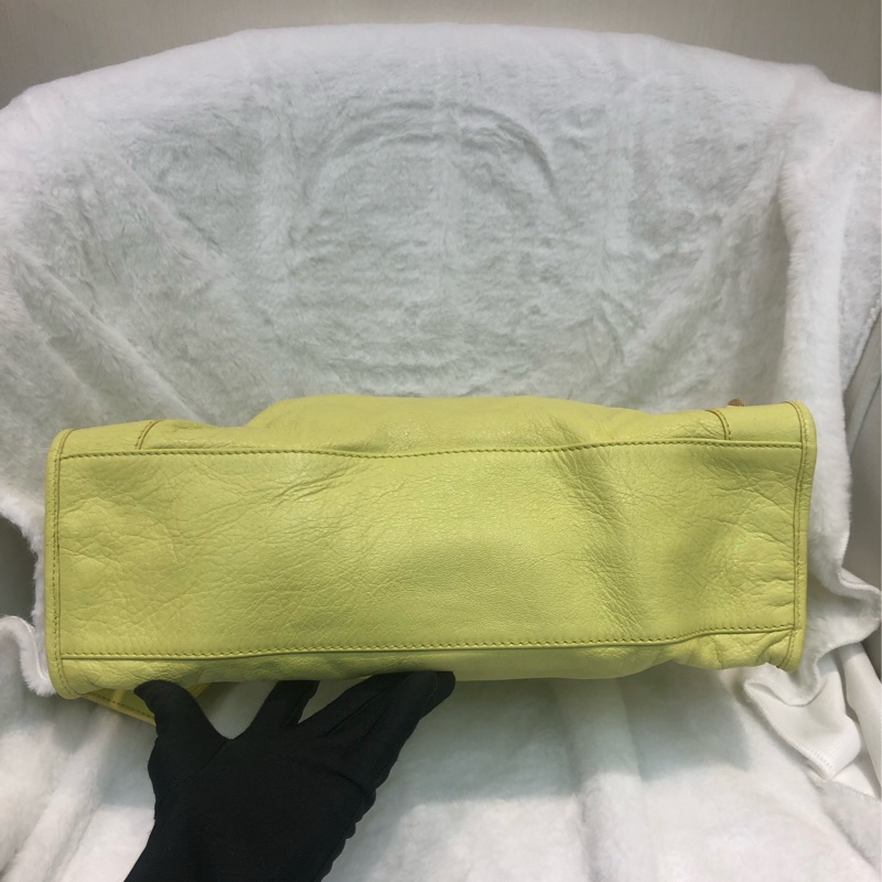 Balenciaga City黃色機車包 2way 細釘玫瑰金 XC117-4