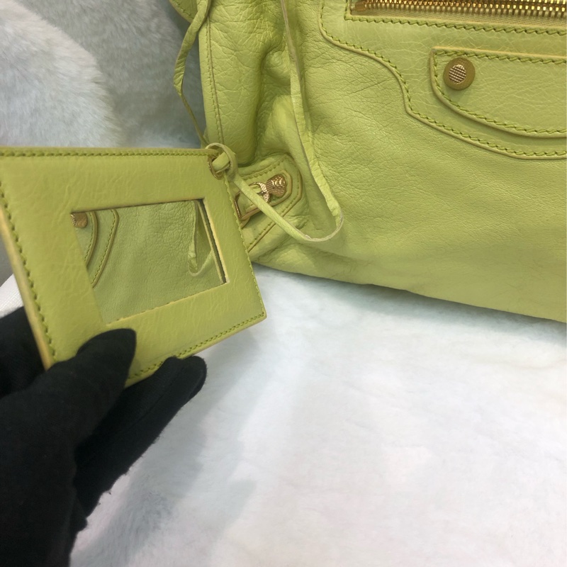 Balenciaga City黃色機車包 2way 細釘玫瑰金 XC117-7