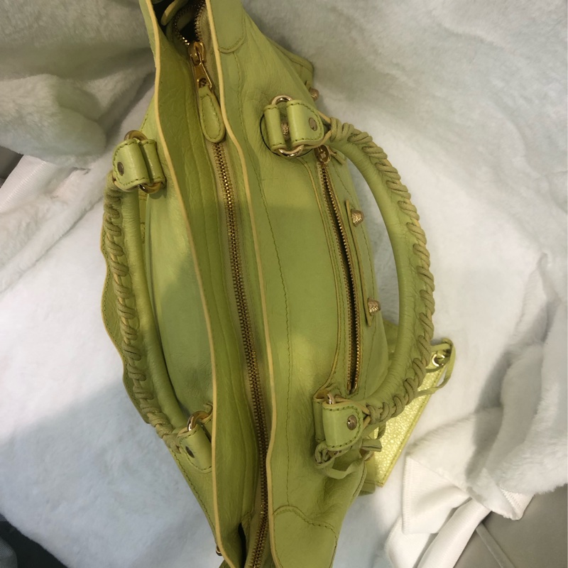 Balenciaga City黃色機車包 2way 細釘玫瑰金 XC117-8