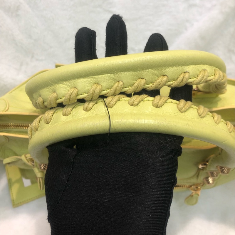 Balenciaga City黃色機車包 2way 細釘玫瑰金 XC117-9