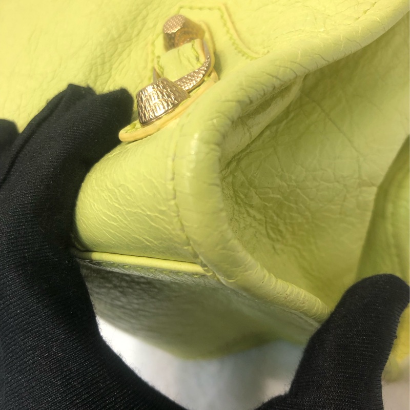 Balenciaga City黃色機車包 2way 細釘玫瑰金 XC117-17