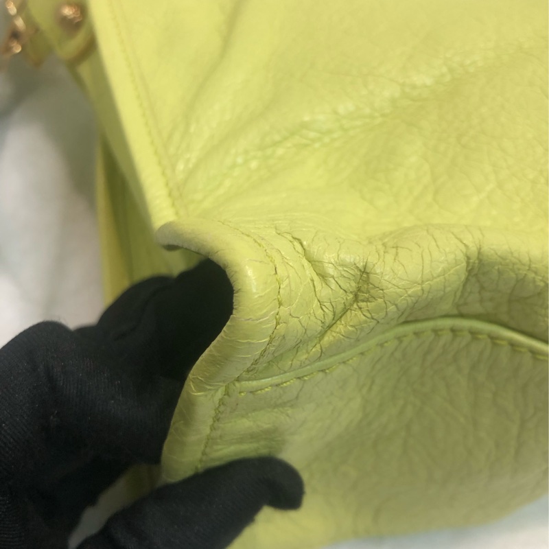 Balenciaga City黃色機車包 2way 細釘玫瑰金 XC117-19