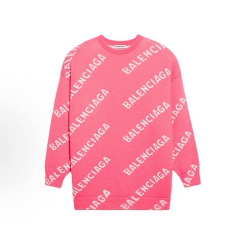 Balenciaga巴黎世家滿印字母圓領毛衣 女款 粉紅色