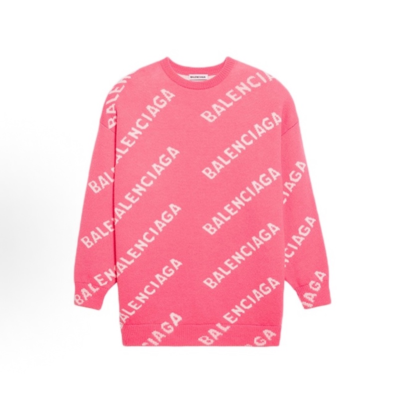 Balenciaga巴黎世家滿印字母圓領毛衣 女款 粉紅色-0