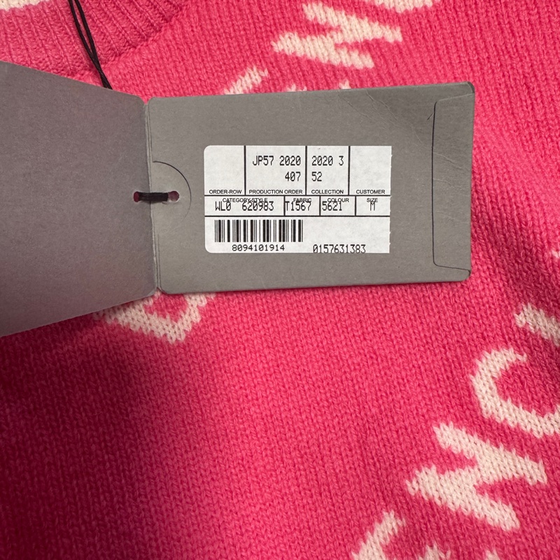 Balenciaga巴黎世家滿印字母圓領毛衣 女款 粉紅色-3