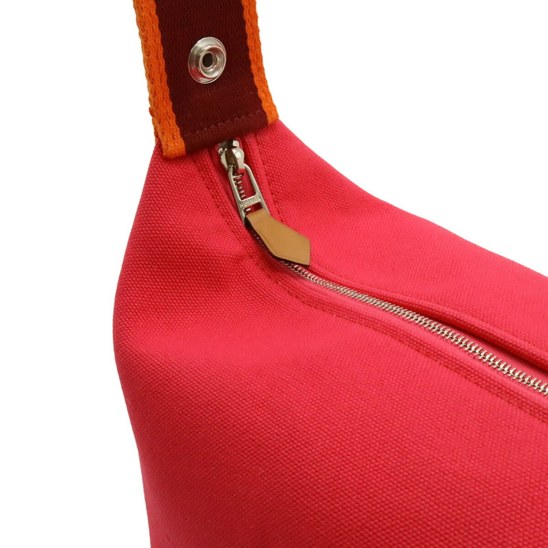 愛馬仕新娘 A 黑色 PM 浴包手袋 帆布芙蓉粉色-4