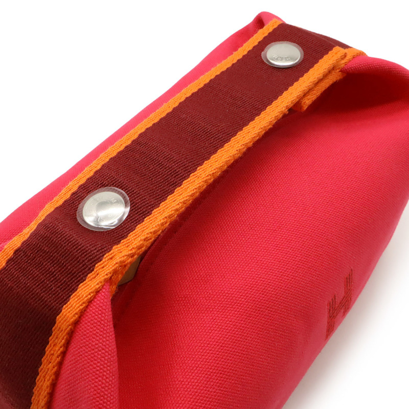 愛馬仕新娘 A 黑色 PM 浴包手袋 帆布芙蓉粉色-6