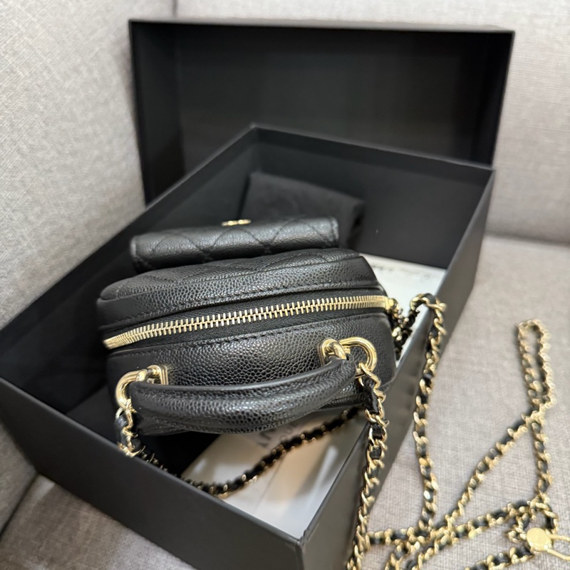 「M.Y精品」 Chanel 小香 膠膜在小書包 後背包  手提包 荔枝黑淡金釦-6