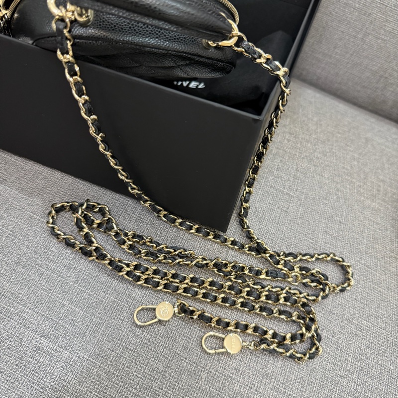 「M.Y精品」 Chanel 小香 膠膜在小書包 後背包  手提包 荔枝黑淡金釦-15