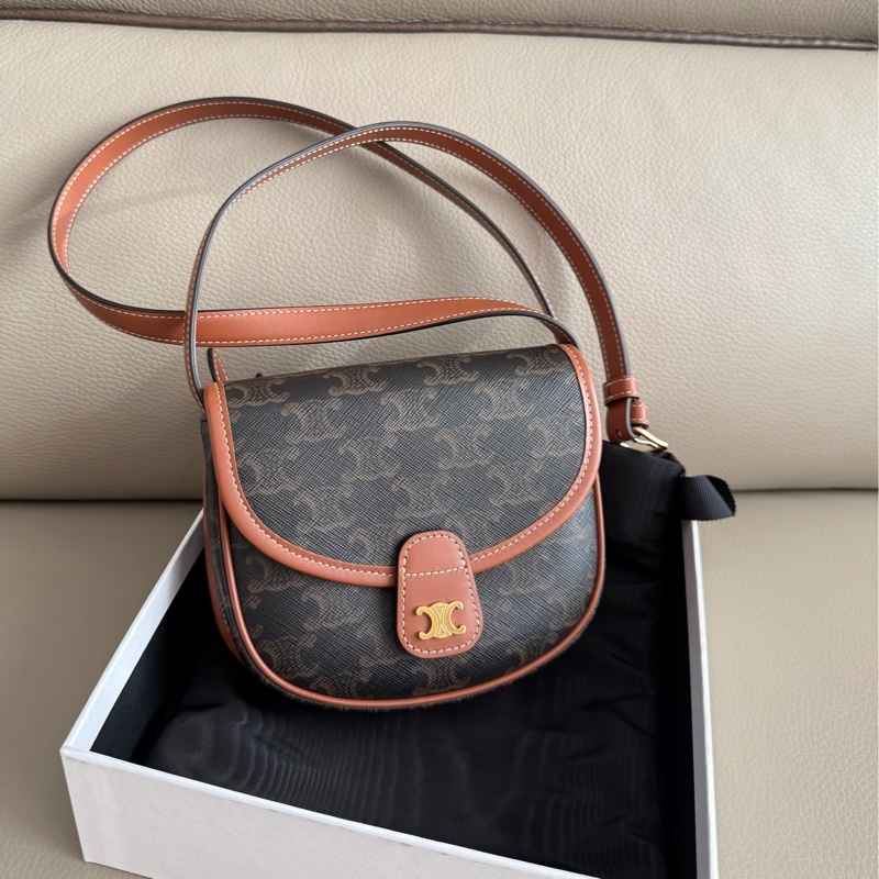 「M.Y精品」 Celine 凱旋門 mini 馬鞍包 經典老花-0