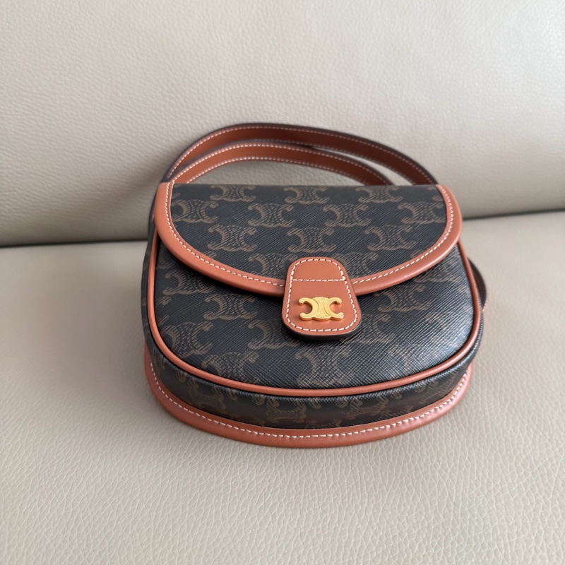 「M.Y精品」 Celine 凱旋門 mini 馬鞍包 經典老花-3
