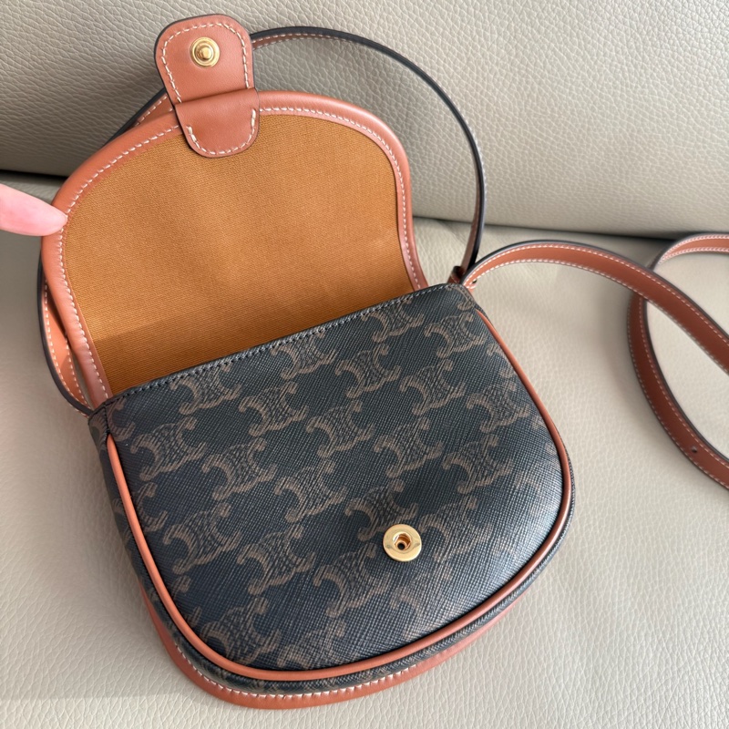 「M.Y精品」 Celine 凱旋門 mini 馬鞍包 經典老花-8