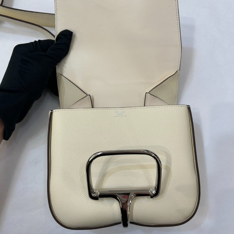 HERMES奶昔白銀釦Epsom Della-7