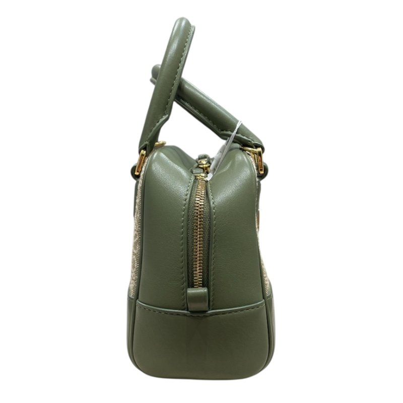 LOEWE 羅威 AMAZONA 19 方形包 刺繡帆布 綠色 金釦-3