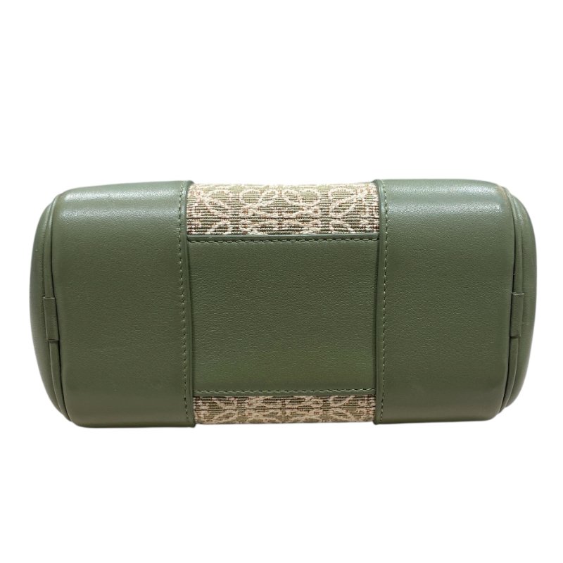 LOEWE 羅威 AMAZONA 19 方形包 刺繡帆布 綠色 金釦-5