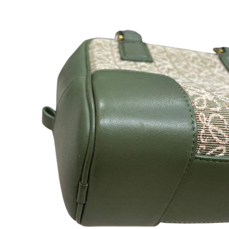 LOEWE 羅威 AMAZONA 19 方形包 刺繡帆布 綠色 金釦-6