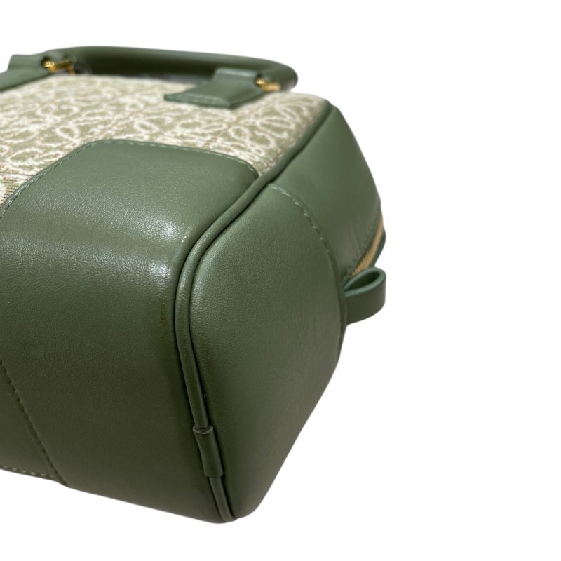 LOEWE 羅威 AMAZONA 19 方形包 刺繡帆布 綠色 金釦-9