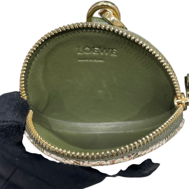 LOEWE 羅威 AMAZONA 19 方形包 刺繡帆布 綠色 金釦-16